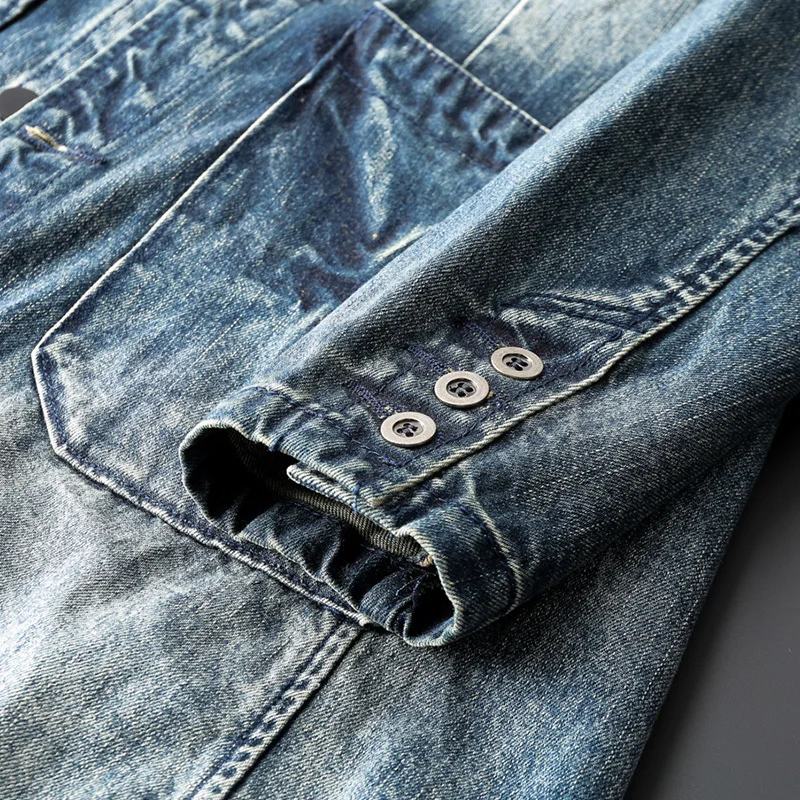 Low Price Ripped Holes Long Jeans Jacket Men 4XL Cotton Denim Jacket Warm Blue Vintage Windbreaker 2020 Chaqueta Hombre Hip Hop Coat Male