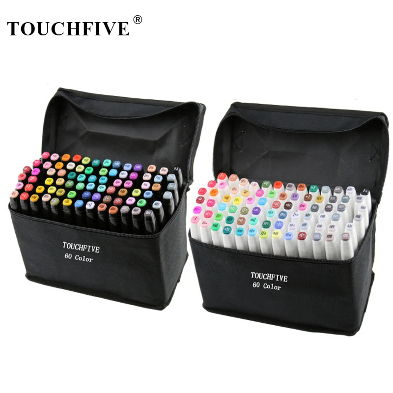 

TouchFIVE Permanent Markers Alcohol Ink Markers Brush Dual Tips Professional Drawing Marker Set Art Design 30/40/60/80/168 Color