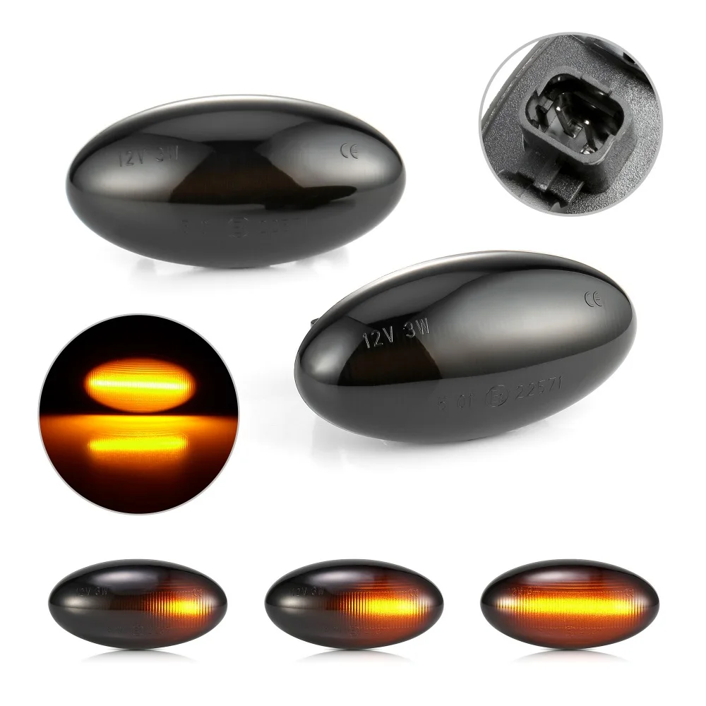 

2pcs Dynamic Led Turn Signal Side Marker Light For Peugeot 307 206 207 407 107 607 Sequential Blinker Light For Citroen C1 C2 C3
