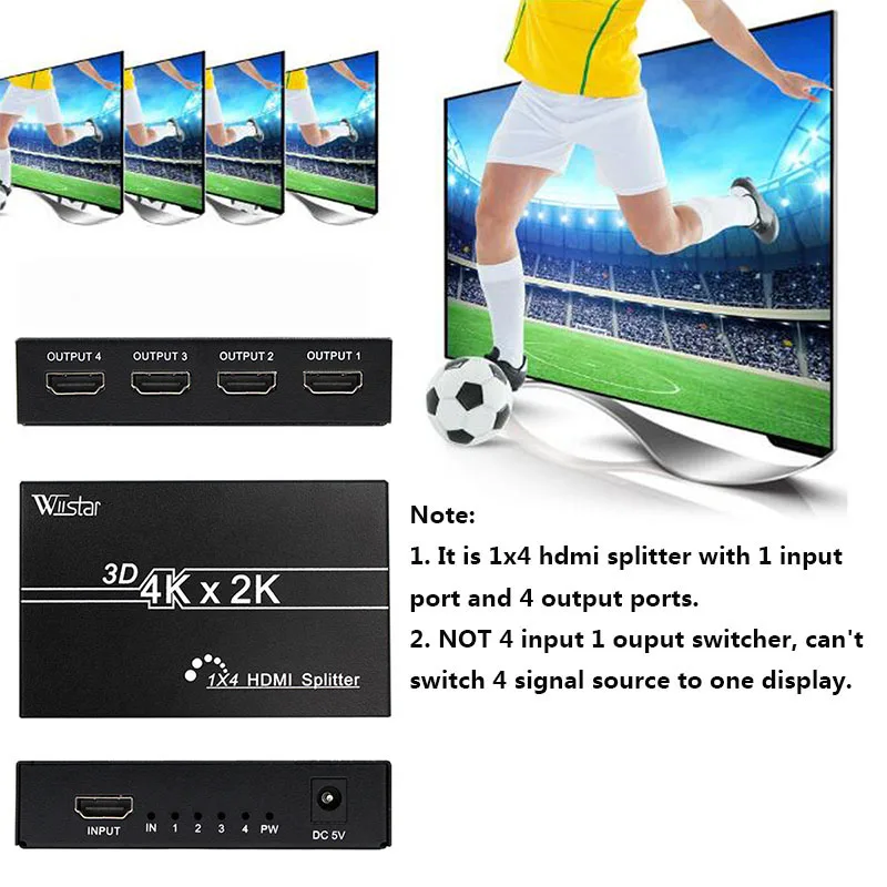 1 шт. разветвитель HDMI HD 4K 1x4 порт 3D UHD 1080p * 2K видео переключатель вход 4 выхода с
