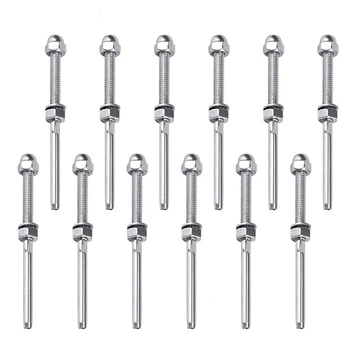 

12 Pack Threaded Terminal Stud 316 Stainless Steel Marine Grade Stud End Fitting Terminal for 3/16 Inch Cable Deck Railing Hand