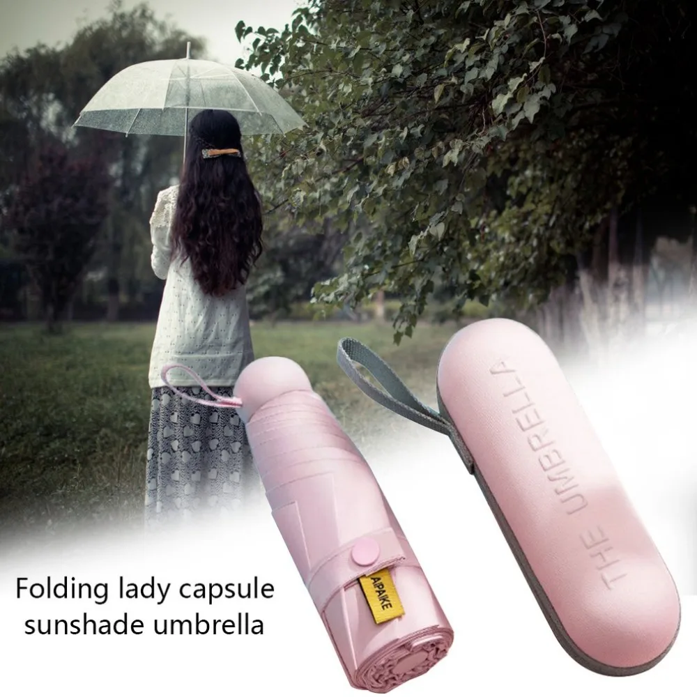 Ultra Light Mini Umbrella Pocket Umbrella Sunshade Umbrella Sunscreen Capsule Black Plastic Folding Umbrella