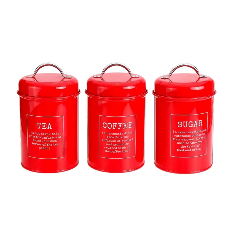  3Pcs/Set Storage Tank Cover Kitchen Utensils Multifunction Sugar Tea Coffee Box Case Household Food - 4000608563588
