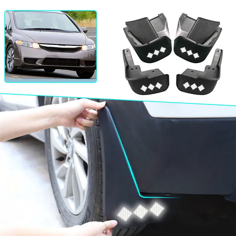 Автомобильные Брызговики для Honda Civic 1998 1999 2000 2001 2002-2005 Светоотражающие Брызговики автомобильные аксессуары 4 шт - Цвет: Белый