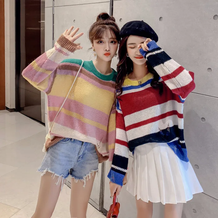 

2019 Autumn And Winter New Style Korean-style Sweet Best Friend-Long-sleeve Knitwear Tops