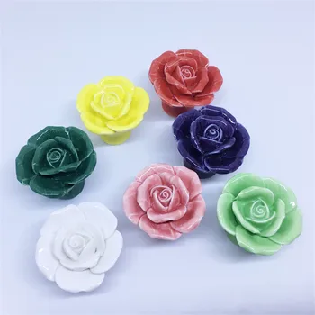 

Flower Shape Ceramic Knobs Shoebox Cabinet Handles Closet Cupboard Door Drawer Knobs Wardrobe Pulls With Screws Furniture Handle