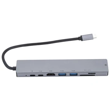 

8 In 1 Mini RJ45 Adapter Extender 4K HDMI Travel High Speed Type-c Home Office USB C Hub Multi Splitter Portable PD Charging