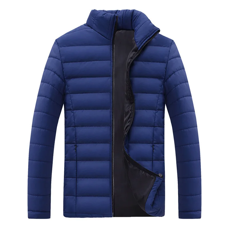 Темно-синее повседневное пальто для мужчин, зимний теплый плотный пуховик, большой размер 3XL 4XL, мужская верхняя одежда с подкладкой из утиного пуха