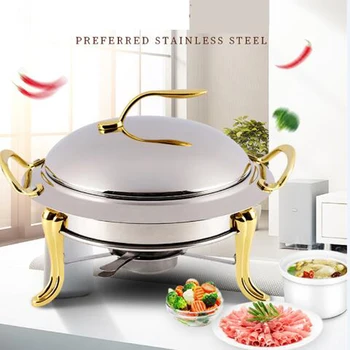 

Golden stainless steel alcohol stove household /commercial Removable small chafing dish solid fuel boilersmall dry hot pot