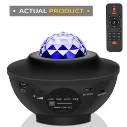 USB LED Star Night Light Music Starry Water Wave Projector Light Bluetooth-compatible Projector Sound-Activated Projector Light
