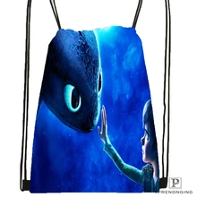 На заказ Как приручить дракона походная сумка на шнурке милый рюкзак для детей(черная спинка) 31x40 см#180531-04-02