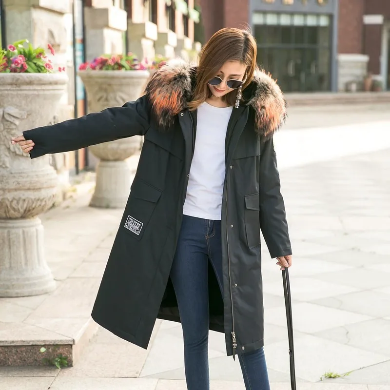 

Real Fur Coat Winter Jacket Women Rex Rabbit Fur Liner Raccoon Fur Collar Hooded Parka Abrigos Mujer Invierno 2020 888 YY562