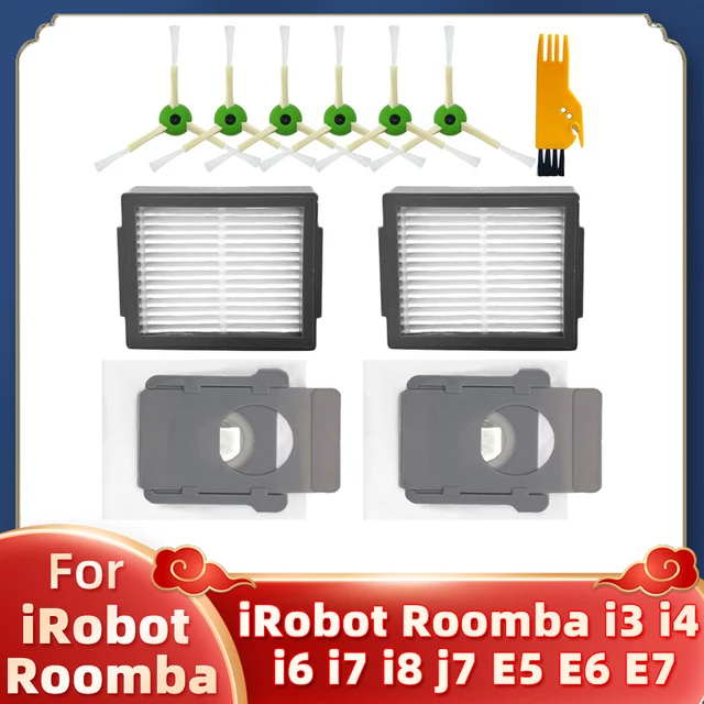 For iRobot Roomba i3 i4 i6 i7 i8 j7 E5 E6 E7 Robot Vacuum Cleaner Spare Parts Accessories Main Side Brush Hepa Filter Dust Bag Set 1