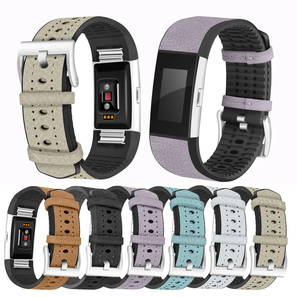 Для Fitbit Charge 2 блестящий кожаный ремешок для умный Спортивный Стиль Классический