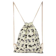 Женский рюкзак, тканевый, на шнурке, подвесной мешок, спортивная, Пляжная, для путешествий, для улицы, с мультяшным принтом, Модная студенческая сумка для колледжа