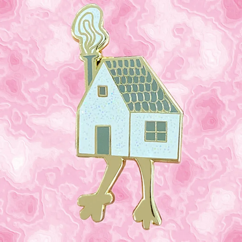 Baba Yaga's Hut Glitter Pin From Russian folklore Creepy Gothic Witch Decor_副本