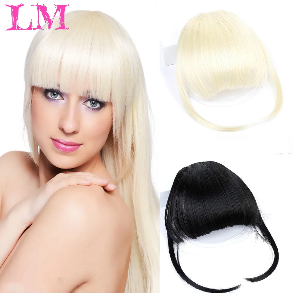 

LM Hair False Hair Neat Front False Fringe clip In bangs piece for Women High Temperature Fiber Extension Synthetic