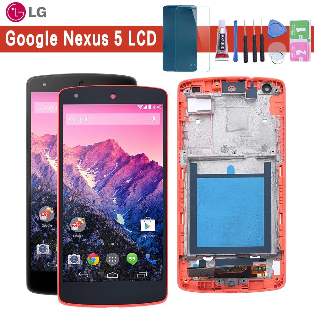 

ORIGINAL 4.95" Display for LG Nexus 5 LCD Touch Screen Digitizer Assembly For LG Nexus 5 Display D820 D821 Screen Replacement