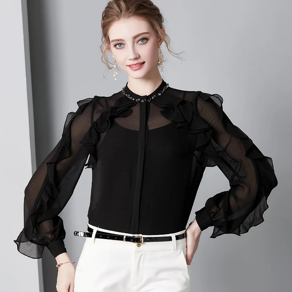 Vintage Echte Zijde Blouse Womens Tops En Blouses Elegante Kleding Lange Mouw Ruches Shirts Lente Herfst Shirt 5343 Vintage Echte Zijde Blouse Womens Tops En Blouses Elegante Kleding Lange Mouw Ruches Shirts Lente Herfst Shirt 5343