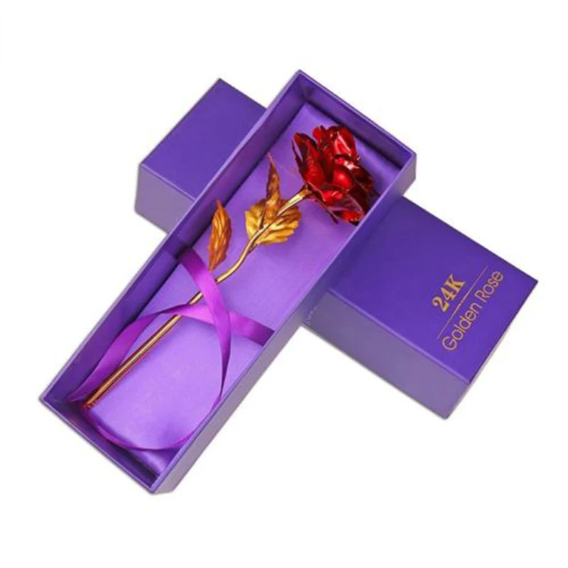 24K позолоченный цветок розы подарок романтический цветок+ коробка+ сумка для друзей свадьбы