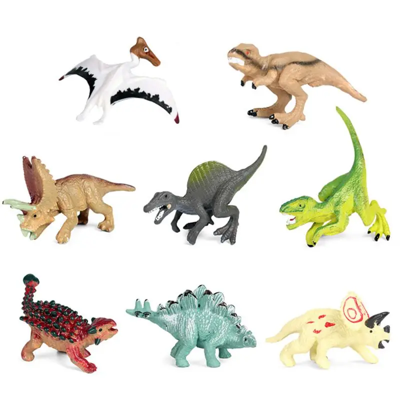 8pcs/set Simulation Solid Static Animal Model Ornament Realistic Dinosaur Toy F42E