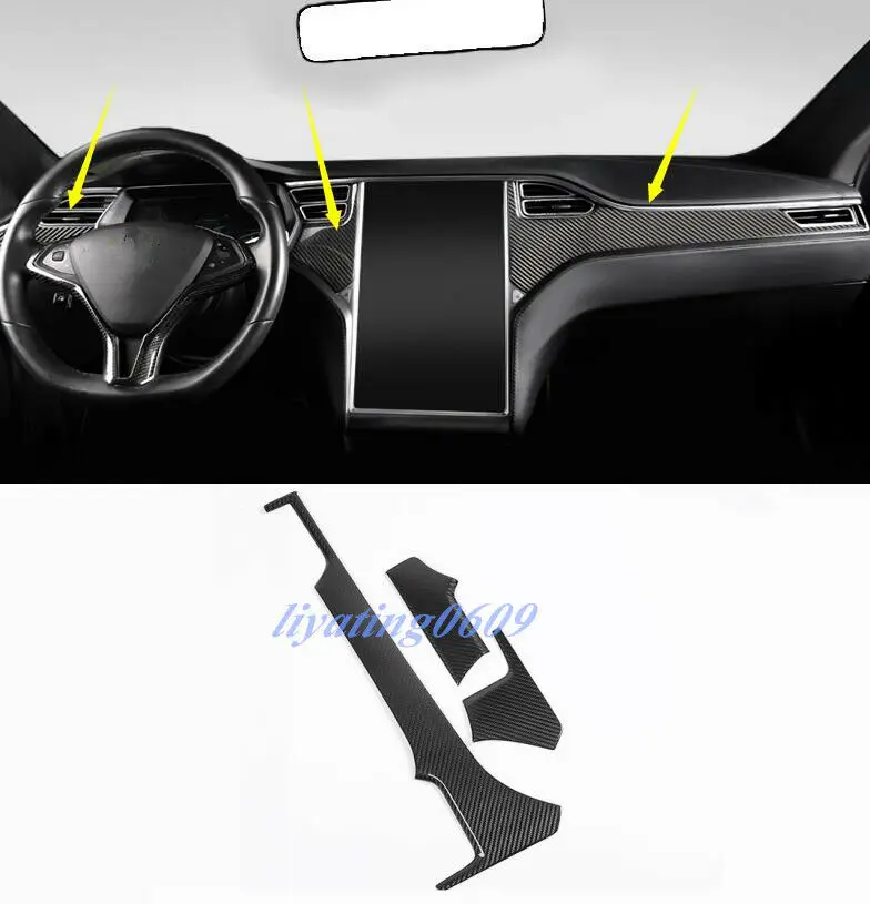 Подходит для Tesla модель X S- Высокое качество Настоящее углеродное волокно приборной панели Крышка центральной консоли отделка