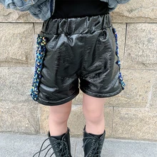 Кожаные шорты для девочек; коллекция года; стиль; брюки