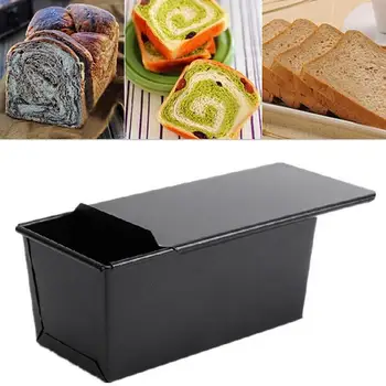 

Loaf Pan with Lid, Non-Stick Bakeware Carbon Steel Bread Toast Mold with Cover for Baking Bread - Black, 8 inch x 4 inch