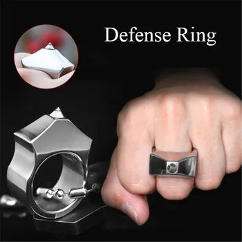 

1PC Self Defense Finger Ring Tungsten Steel Defense Ring Women Men Outdoor Emergency Survival Broken Window Self-Defense Ring