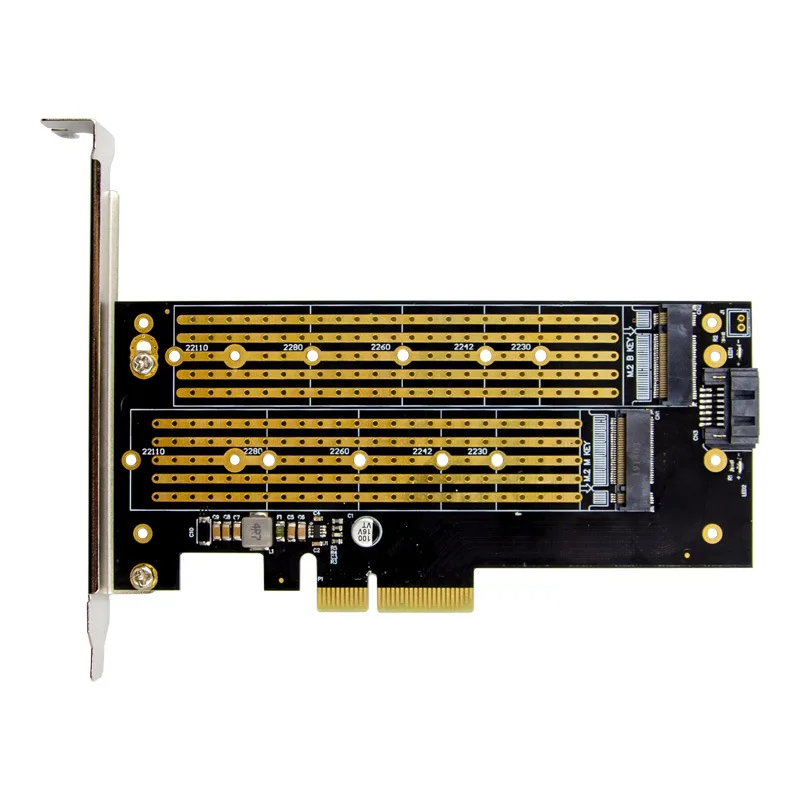 M.2 к PCIe NVMe и SATA SSD Dual M Key и/или B адаптер карта 2242 2260 2280 M2 Drive настольному PCI E x4