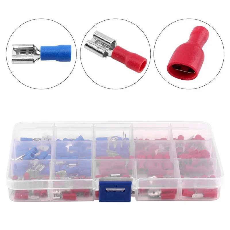 

140pcs Red Blue Cold Pressure Terminal Boxed Pre Insulation Cold Pressure Connection Terminal