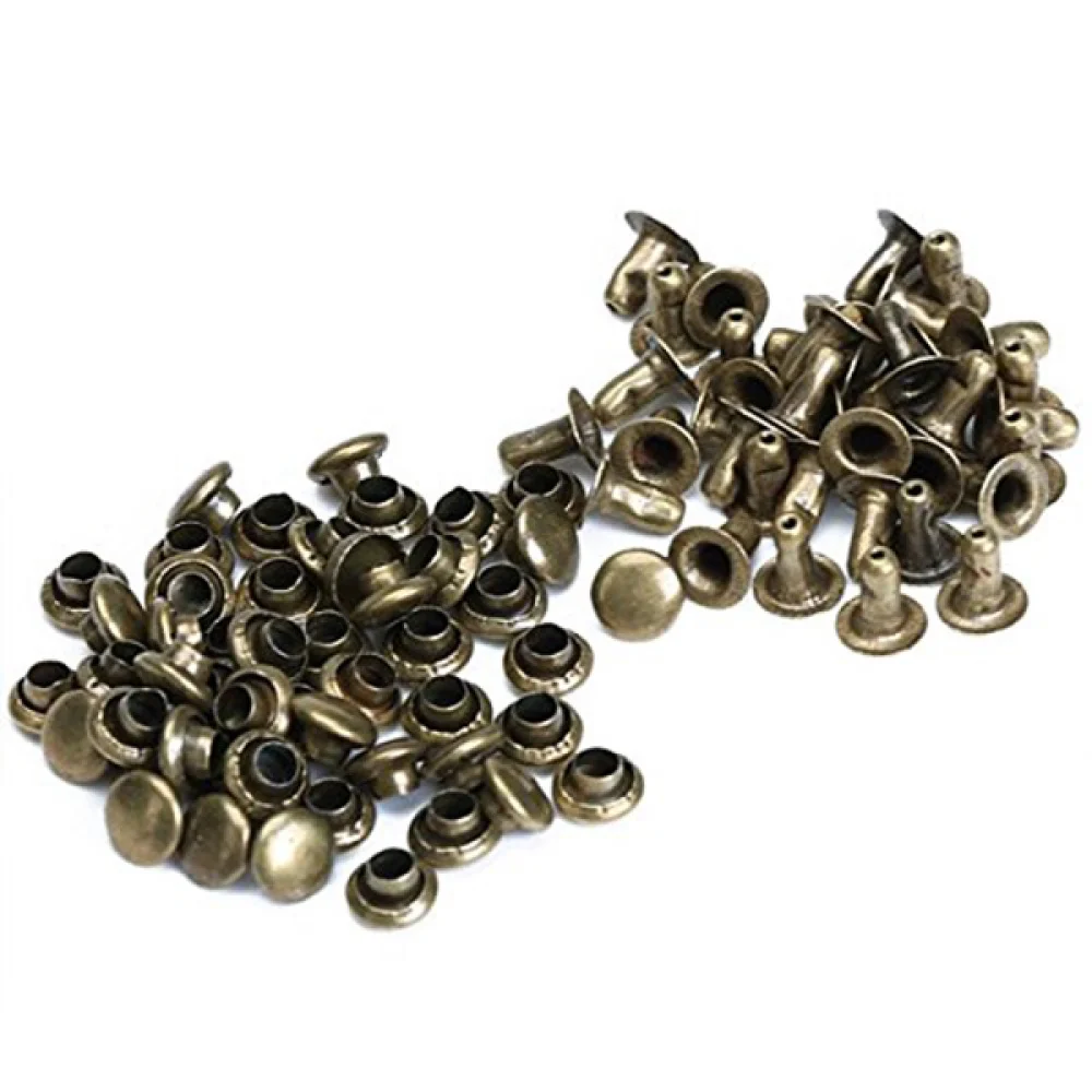 100 Sets 6mm Round Antique Brass Rivets Rapid Studs for Riveting
