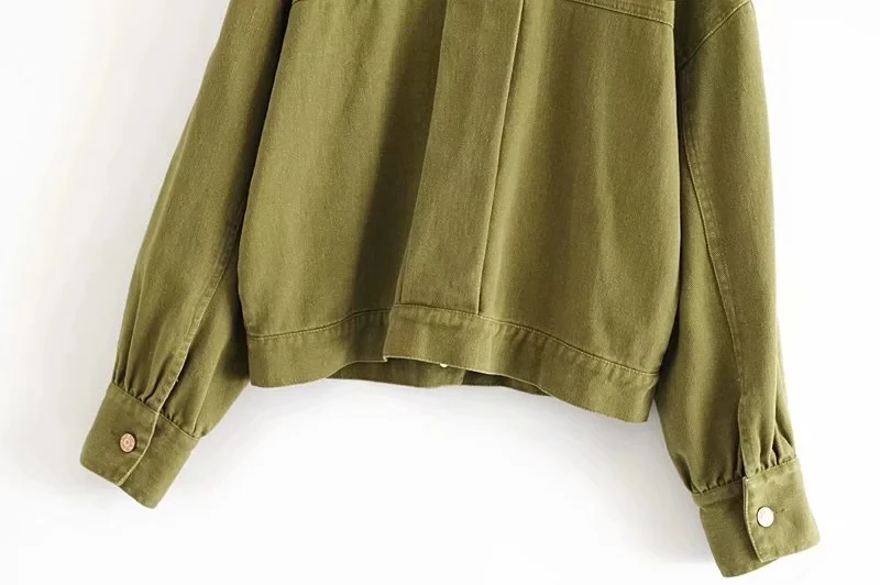 Увядшая зимняя джинсовая куртка женская BTS high street army green однобортная негабаритная куртка feminino jaqueta женский топ