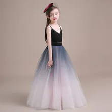 Элегантное платье принцессы; Детские платья с цветочной вышивкой для девочек; винтажные Детские платья для рождественской вечеринки; красное бальное платье