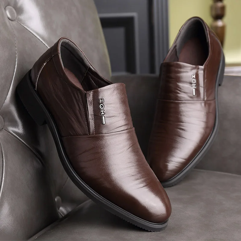 Новая мужская обувь; кожаные туфли из воловьей кожи Удобные мужские повседневные тонкие туфли с низким берцем в британском стиле кожаные туфли официальная обувь