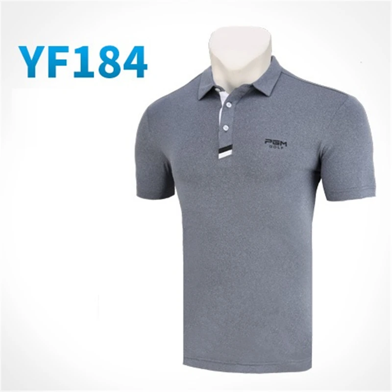 PGM одежда для гольфа, Мужская футболка с коротким рукавом, летняя дышащая Спортивная футболка, рубашка поло, быстросохнущая одежда, спортивная одежда - Цвет: Серый