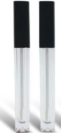Clear 5ML Hot Sale Square Empty Clear Liquid Lipstick Refillable Bottle DIY Cosmetic Frosted Lip Gloss Tube Balm Container Black Cap - Цвет: Clear
