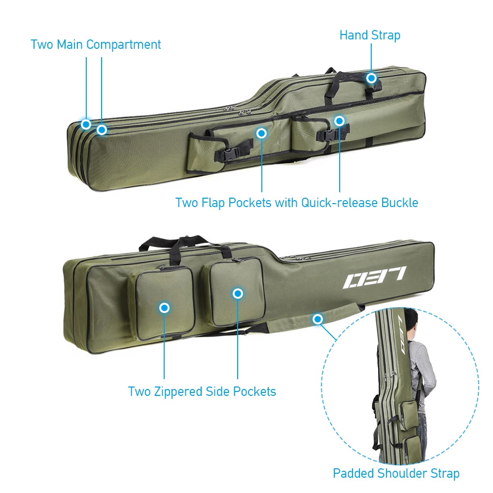 

New 130cm Fishing Rod Reel Bag Fishing Pole Gear Tackle Tool Carry Case Carrier Travel Bag Fishing Rod Bag Storage Organizer