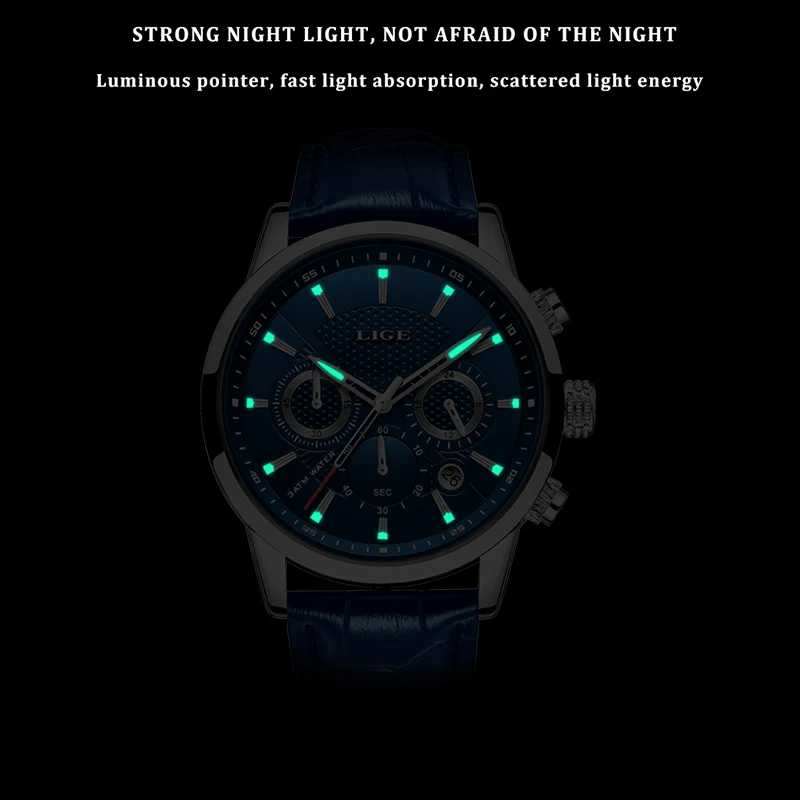 LIGE роскошный бренд мужские военные спортивные часы мужские кварцевые кожаный ремешок для часов водонепроницаемые наручные часы Reloj Hombre