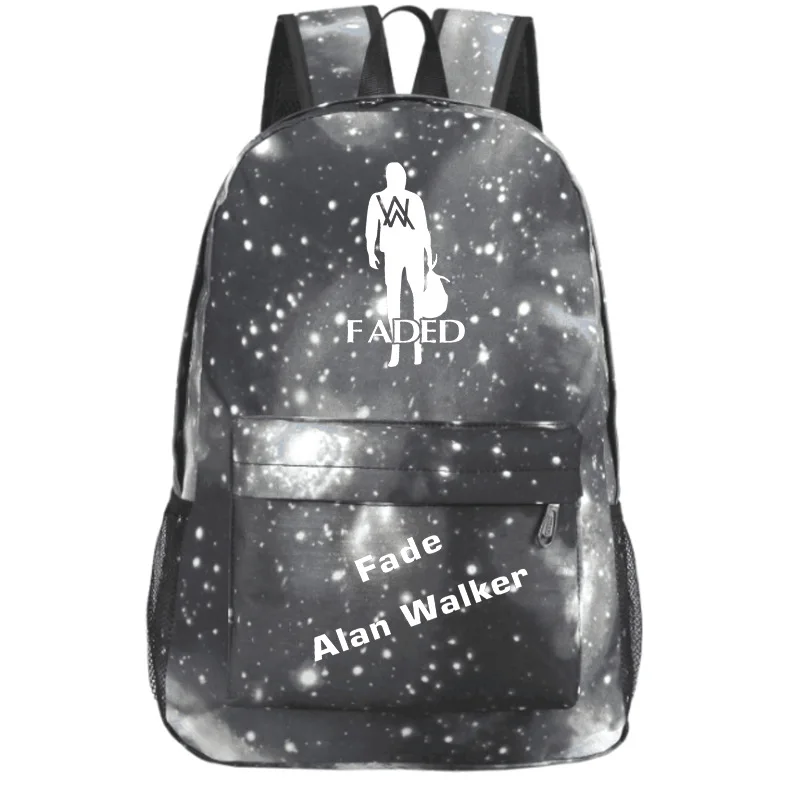 Alan Walker DJ выцветшие вентиляторы школьные сумки рюкзак для ноутбука Mochila Feminina мальчики девочки обратно в школьный подарок день пакет - Цвет: Style 17