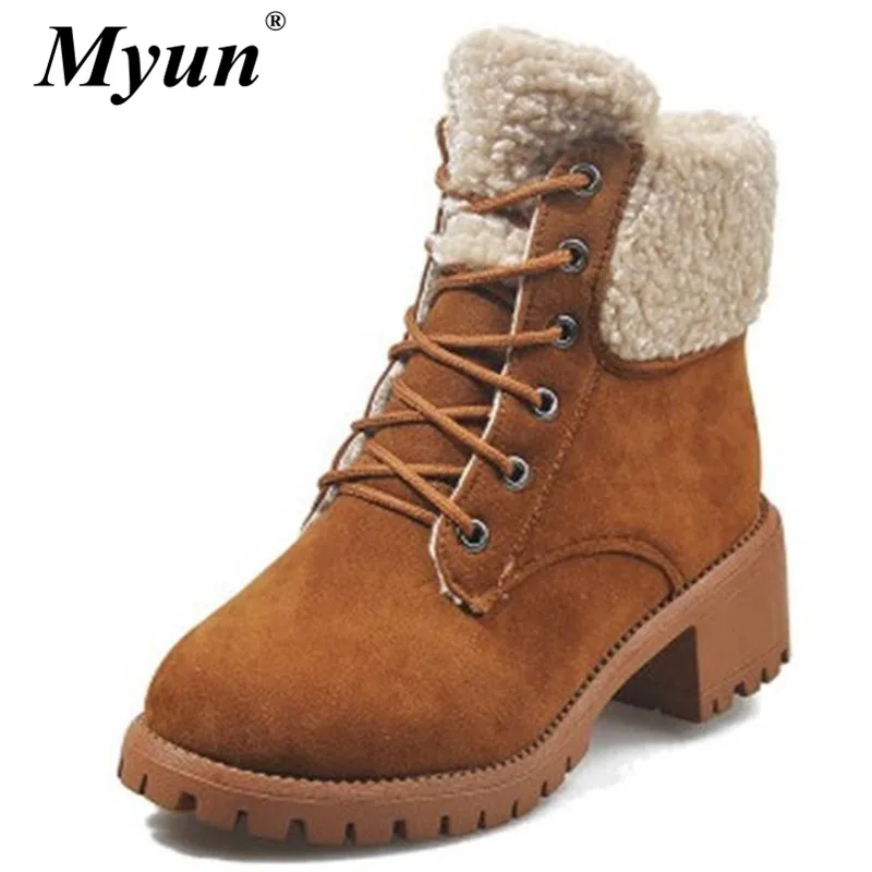 Size 35-43 High Quality Faux Suede Winter Ankle Boots Thick Plush Keep Warm Snow Boots Woman Shoes Botas mujer Black Brown