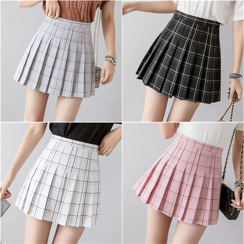 

2020 New Women Skirt Stitching Plaid Skirt All-Match Pleated Skirt Mini Skirts College Anti-Empty High-Waisted Skirts Pants