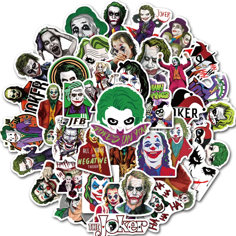 50PCS The Joker Anime Stickers Cartoon Clown Style for Case Laptop Motorcycle Skateboard Luggage Decal Children Toy | Игрушки и хобби