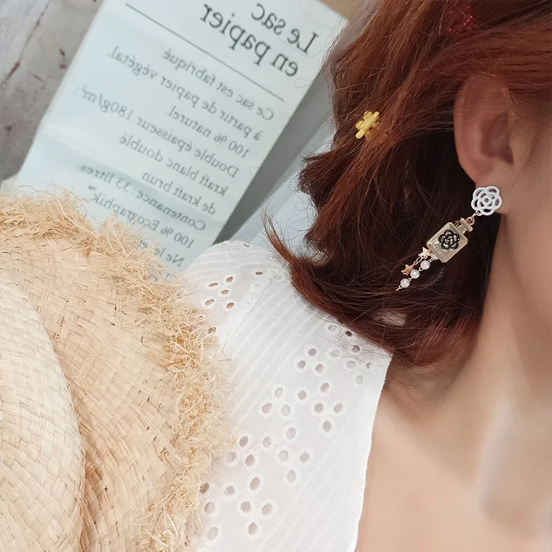 Simple Letter Five Earring Bag Flower Dangle Tassel Earrings
