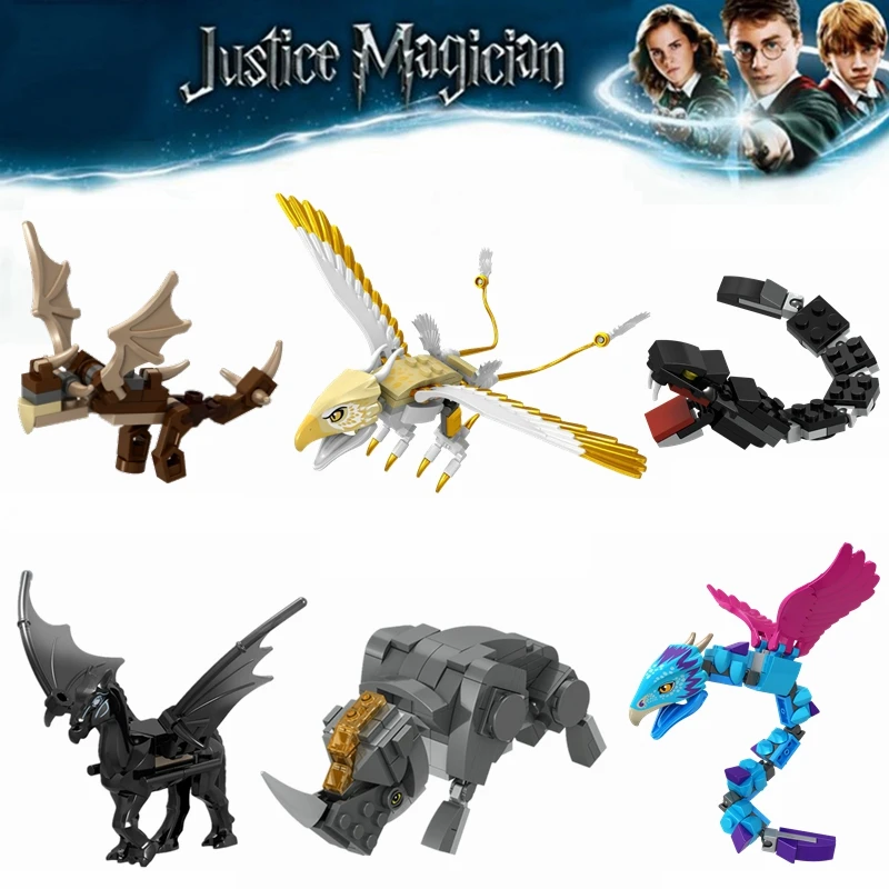 Серия Harry фильм животные Thunderbiro Basilisk aragoo тистральный Occamy динозавр строительные