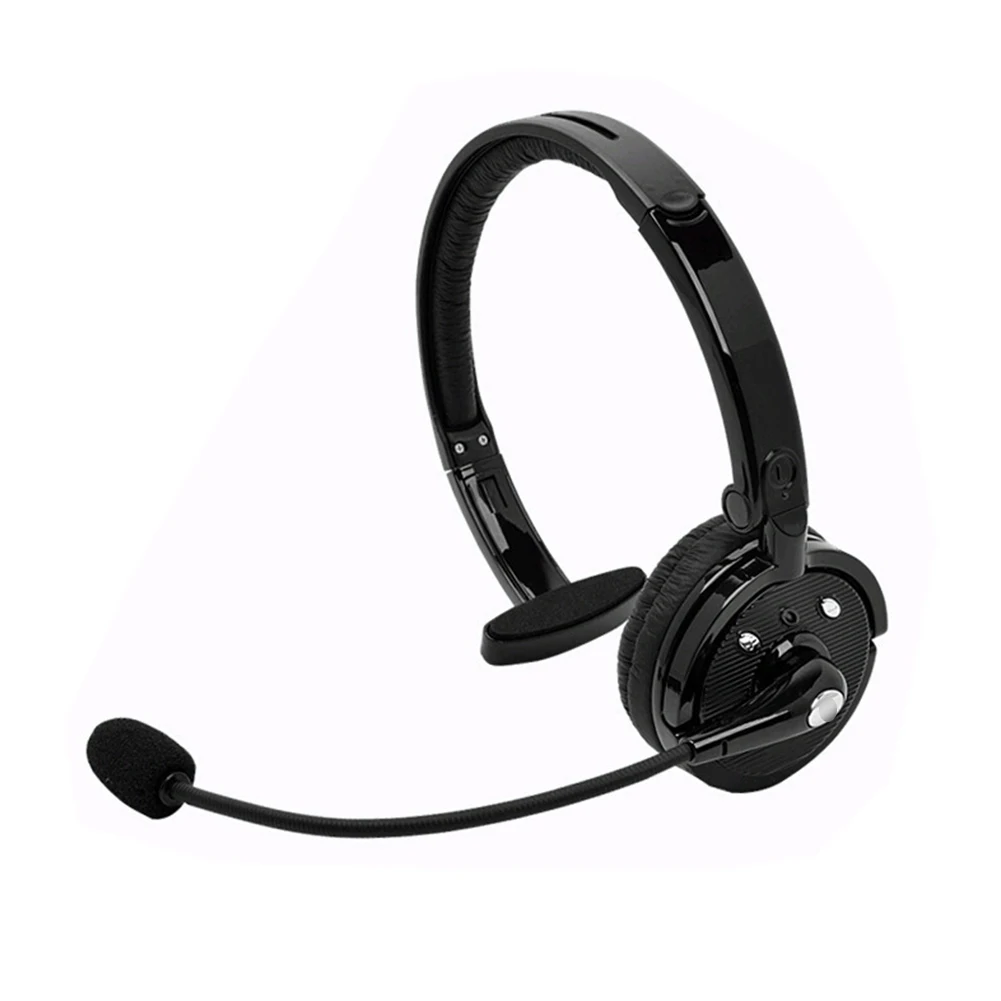 Wireless Bluetooth Headset Single Earpiece Headphone No Noise Over The Head Boom Mic Earphone For Drivers
