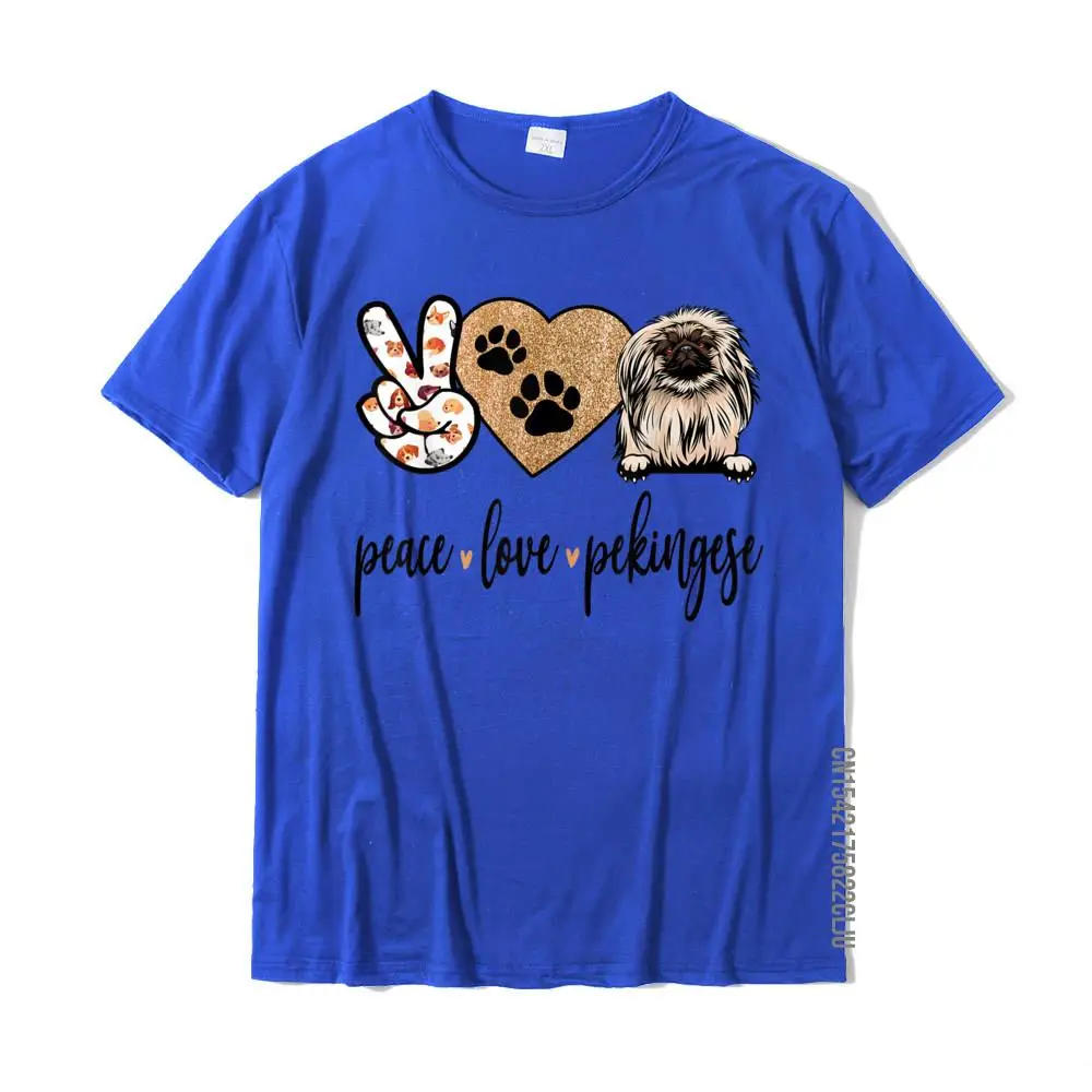 Casual Normal Tops Tees for Men Brand Summer Fall O Neck Pure Cotton Short Sleeve Top T-shirts Summer T-shirts Funny Peace Love Pekingese Dog Lover Gift T-Shirt__30532 blue