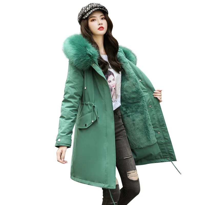 Женское хлопковое пальто средней длины, зима, новинка, подкладка из овечьей шерсти, свободный пуховик с капюшоном, женские вечерние пальто