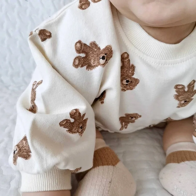 MILANCEL  New Baby Clothing Set Bear Hoodies and Bloomer Toddler Girls Suit Casual Boys Hoodie Set baby clothes penguin set