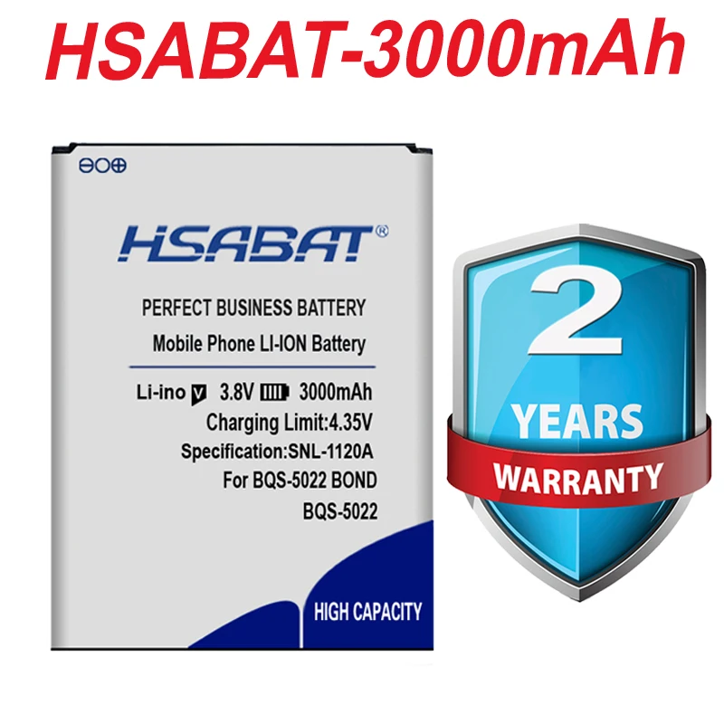 HSABAT 100% протестированный новый высококачественный 3000mAh BQS-5022 аккумулятор для BQ BRAVIS